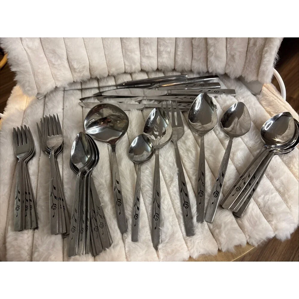 Vintage Oneida Capistrano Stainless Flatware Set 42 Pieces Rare Hostess Serving